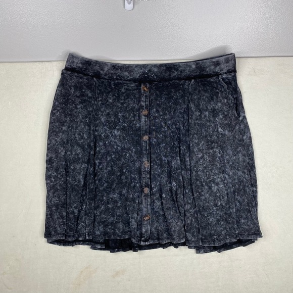 Torrid Black Acid Washed Super Soft Button Up Front Skater Skirt 2 2X 18/20 - Picture 5 of 8